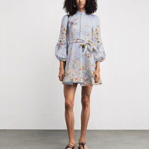 NWOT ！Zimmermann Linen Rebellion Floral Mini Dress